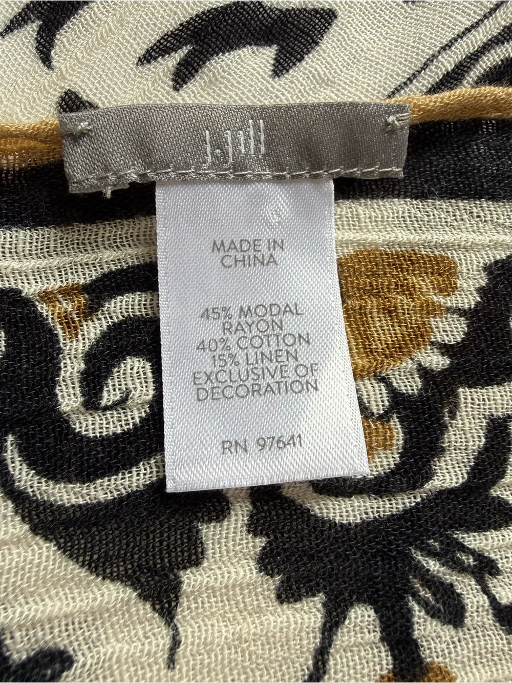 J. Jill Cream, Black & Gold Floral Headscarf